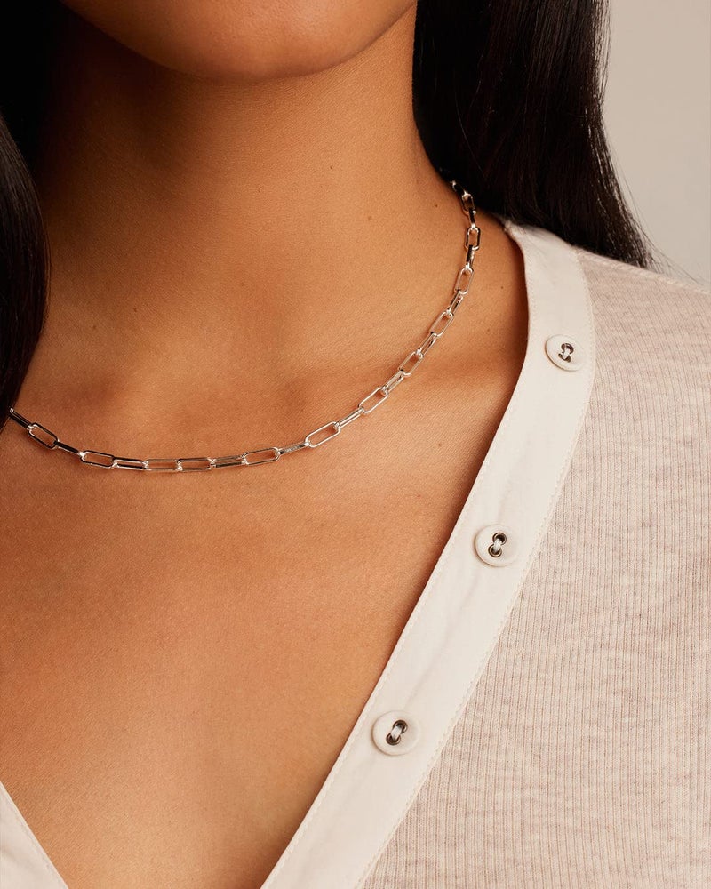 gorjana Women's Parker Necklace, Silver Plated Adjustable Paperclip Link Chain, Chunky Clasp, Minimalist Stacking Layering Jewelry for Everyday, Gifts, and Occasions - Image 3